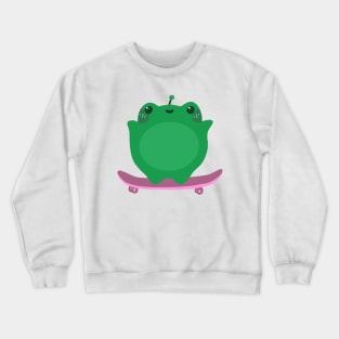 Cute Skateboarding Frog Crewneck Sweatshirt